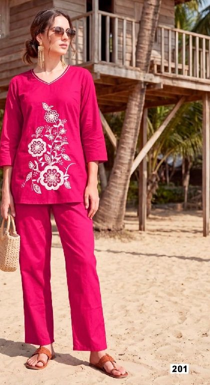 Hot Pink Floral Embroidered Co-Ord Set