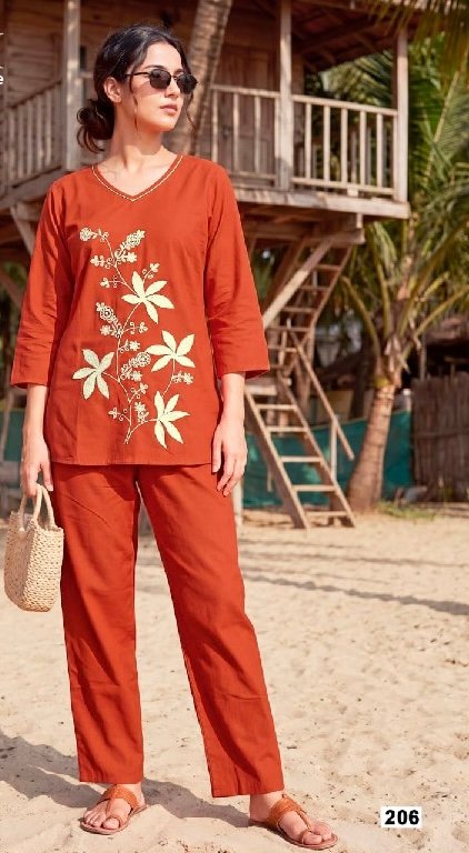 Orange Floral Embroidered Co-Ord Set