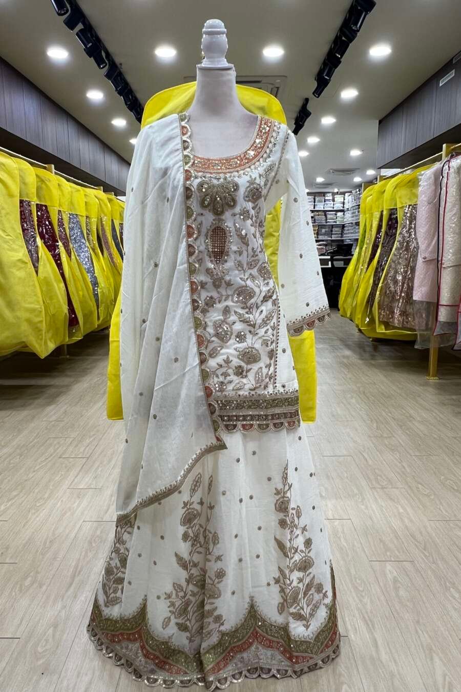 White Heavy Embroidery Designer Festive Wear Ladies Suit