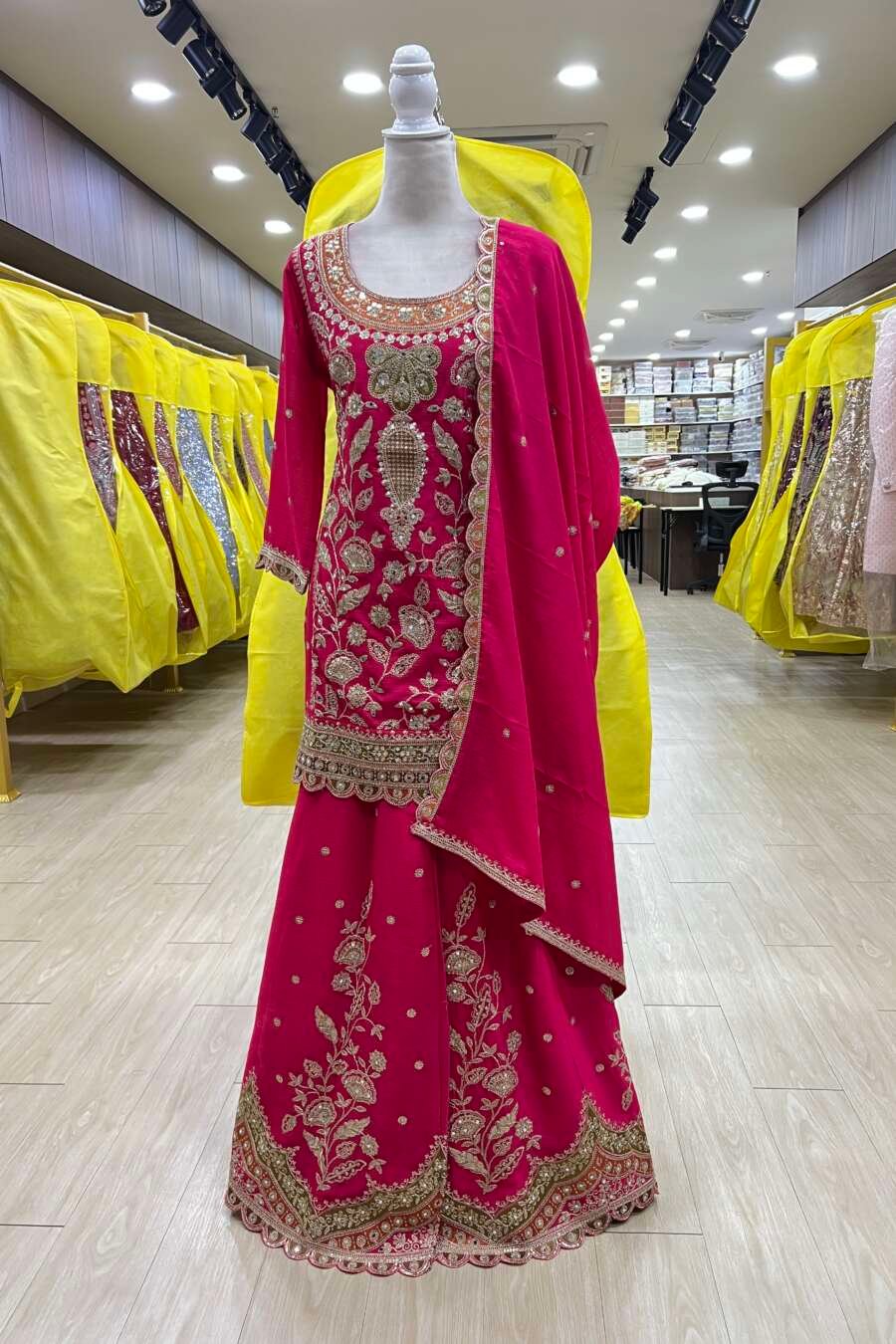 Rani Pink Heavy Embroidery Designer Festive Wear Ladies Suit