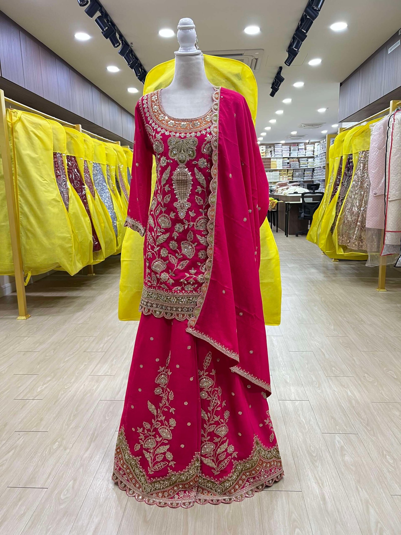 Rani Pink Heavy Embroidery Designer Festive Wear Ladies Suit
